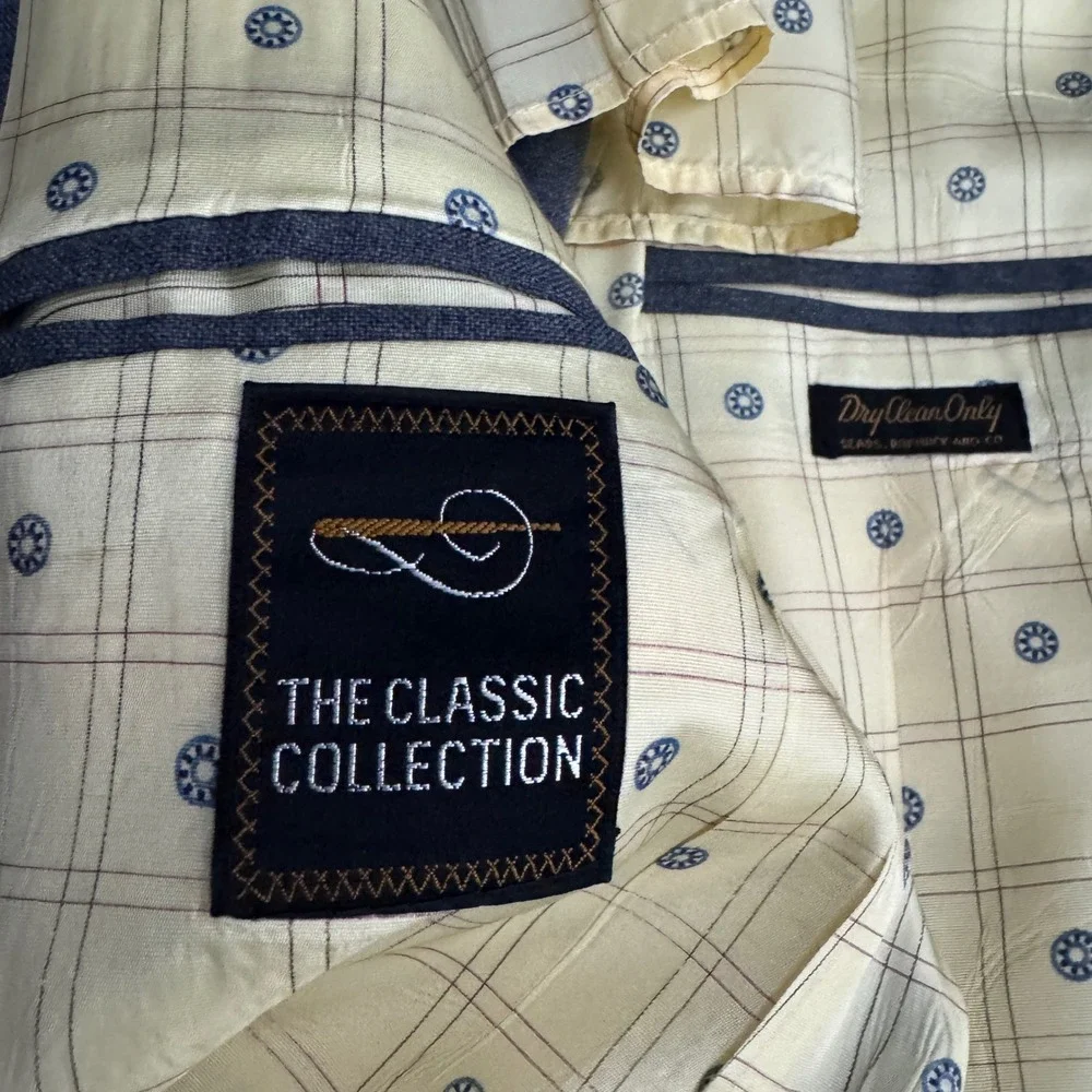 Sears The Classic Collection Suit Mens 40R 33x30‎ Gray Solid Vintage 2 Button